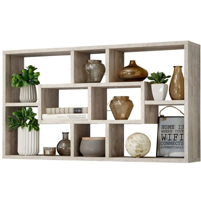 foto del prodotto liberty f6 libreria a muro, 85x16x47.5 h cm, rovere chiaro, nobilitato, sand oak, legno fmd