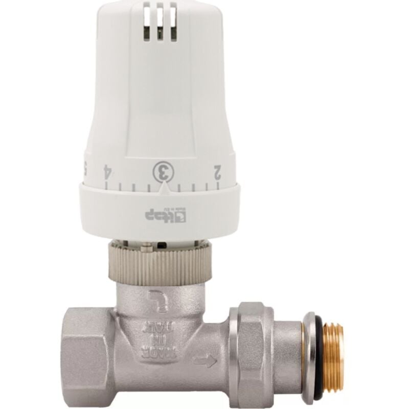 foto del prodotto 37020001 valvola termostatica completa per termosifoni, valvola termostatizzabile dritta con testina di comando termostatica per radiatore
