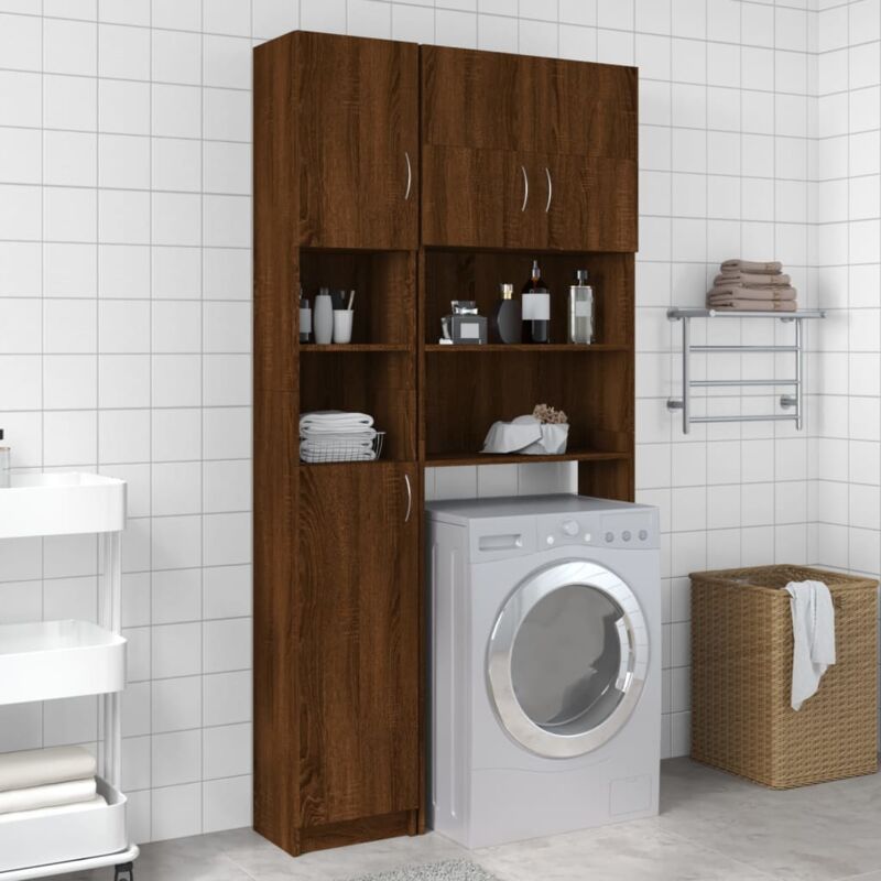foto del prodotto vidaxl armadietto bagno rovere marrone 32x25,5x190cm legno multistrato
