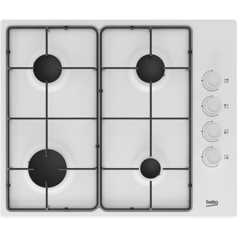 foto del prodotto beko higg 64123 sw. colore del prodotto bianco, posizionamento dell apparecchio da incasso, dimensione della larghezza del piano cottura 60 cm.