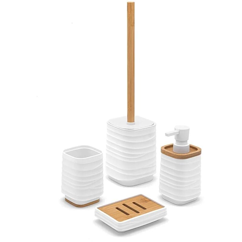 immagine 0 del prodotto accessori bagno in set completo da 4 pezzi in abs bianco linea wave