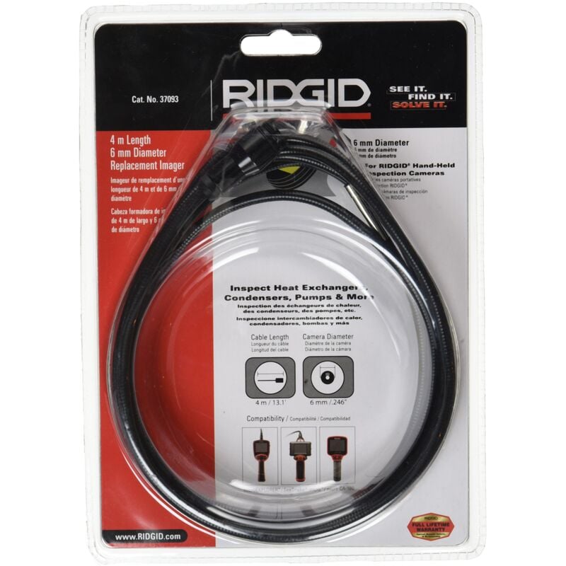 foto del prodotto 37093 testa della telecamera da 6 mm con un cavo da 4 metri, testa della videocamera, ricambi seesnake ridgid