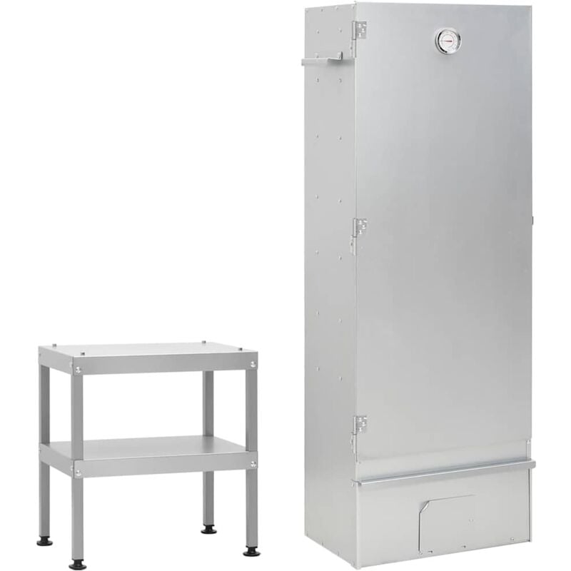 foto del prodotto vidaxl forno affumicatore bbq con tavolino in acciaio zincato