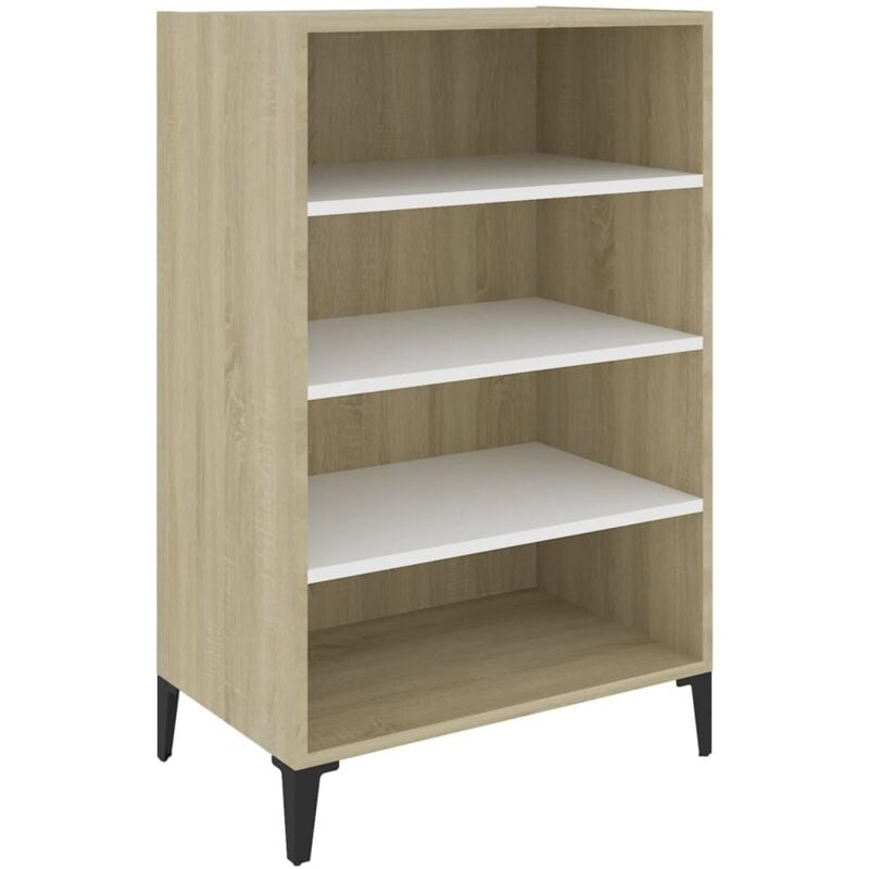 foto del prodotto vidaxl credenza bianca e rovere sonoma 57x35x90 cm legno multistrato