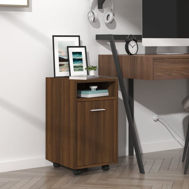 foto del prodotto vidaxl mobiletto con ruote rovere marrone 33x38x60cm legno multistrato