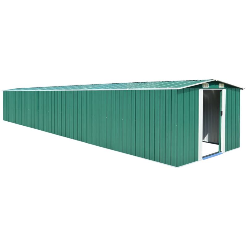 foto del prodotto vidaxl capanno da giardino verde 257x779x181cm in acciaio zincato