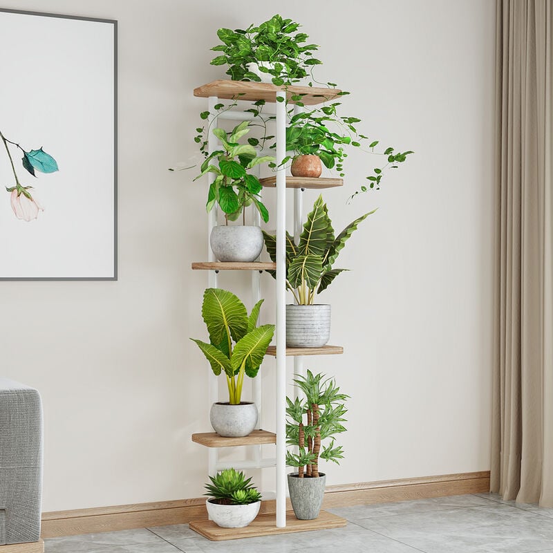 foto del prodotto freosen scaffale per piante porta piante multifunzione creativo scala decorativa per fiori per balcone, soggiorno, ufficio, giardino 36x23,5x106 cm