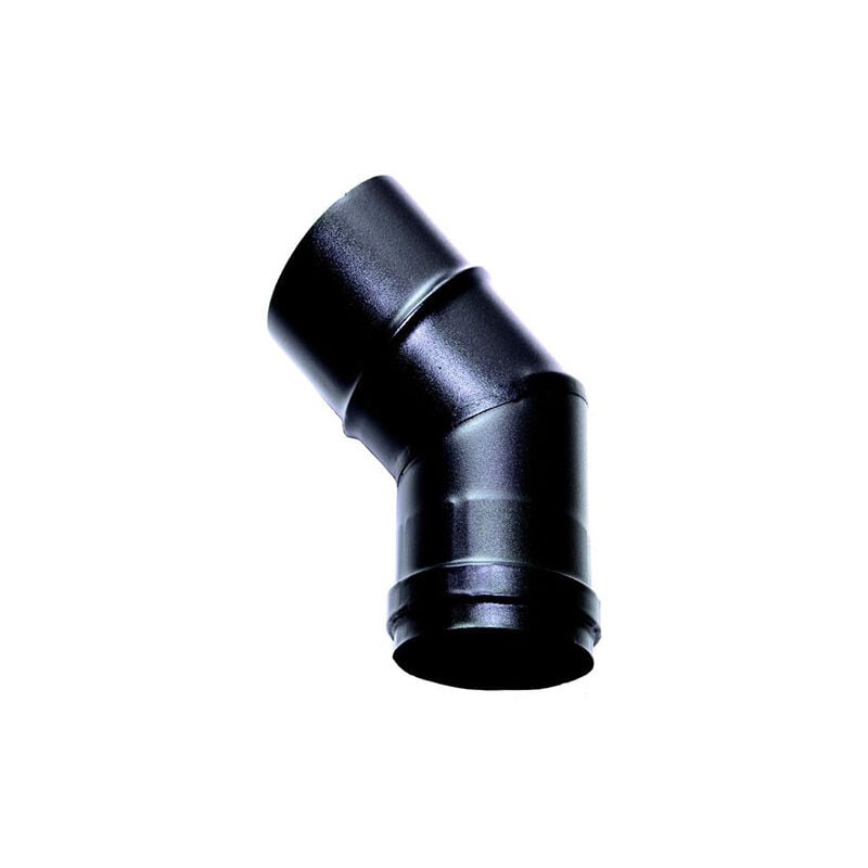 foto del prodotto mbm curva 45 canna fumaria dn 80 smaltato verniciato 600 gradi per stufa a pellet o legna tubo nero acciaio sce made in italy