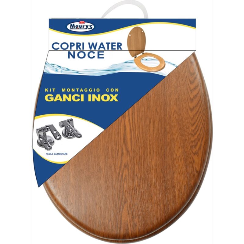 immagine 0 del prodotto copri water wc colore legno noce kit di montaggio con ganci inox extra resistente maury s