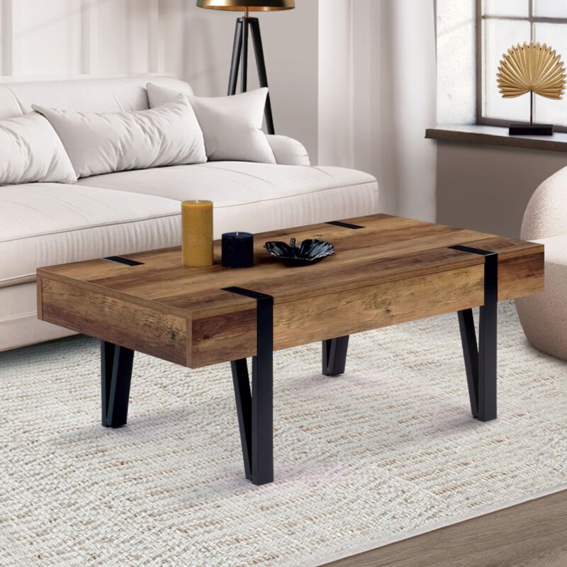 foto del prodotto idmarket tavolino 1 cassetti vintage legno scuro e ante nere austria