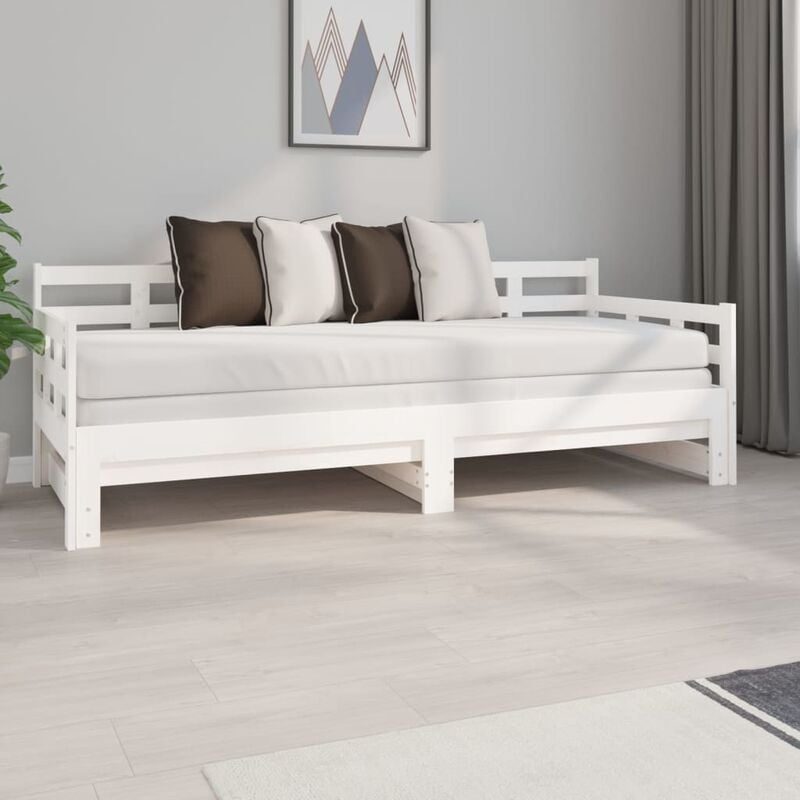 foto del prodotto dormeuse estraibile letto per adulti bianca legno massello di pino 2x 80x200 cm bv662460 bonnevie