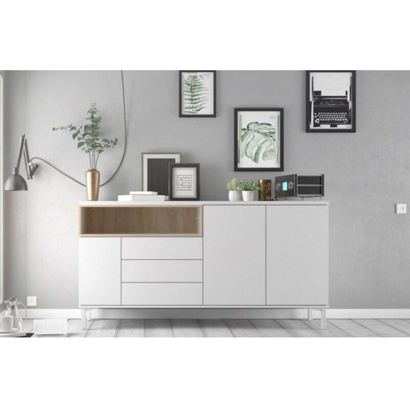 foto del prodotto madia 175 x 89 cm bianco opaco e rovere fidenza