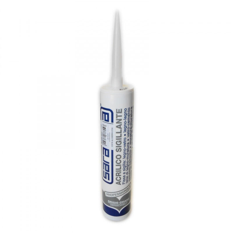 foto del prodotto saratoga 450gr silicone sigillante acrilico grigio chiaro verniciabile