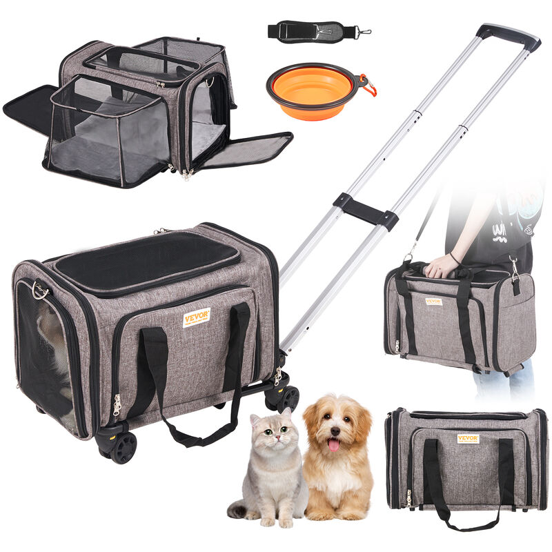 foto del prodotto trasportino per cani gatti con ruote borsa porta animali aereo carico 11kg vevor