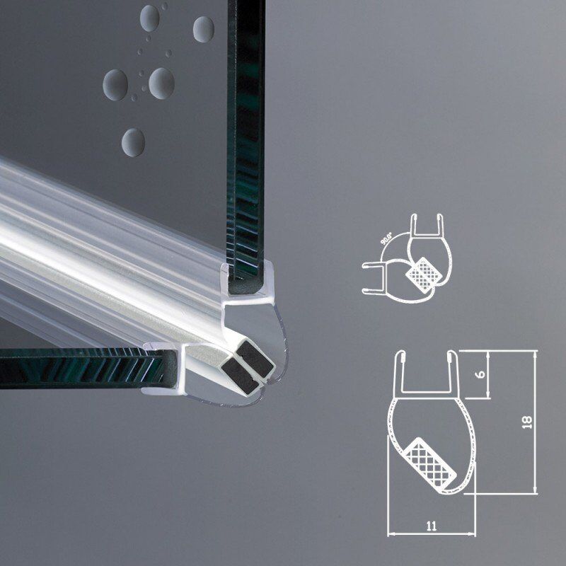 foto del prodotto guarnizione magnetica box doccia angolo vetro 6mm ec 109 angolo 90