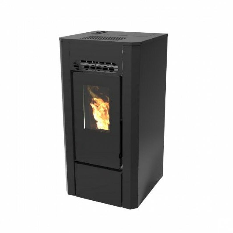 foto del prodotto stufa a pellet ventilata nera dalia da 8,10 kw