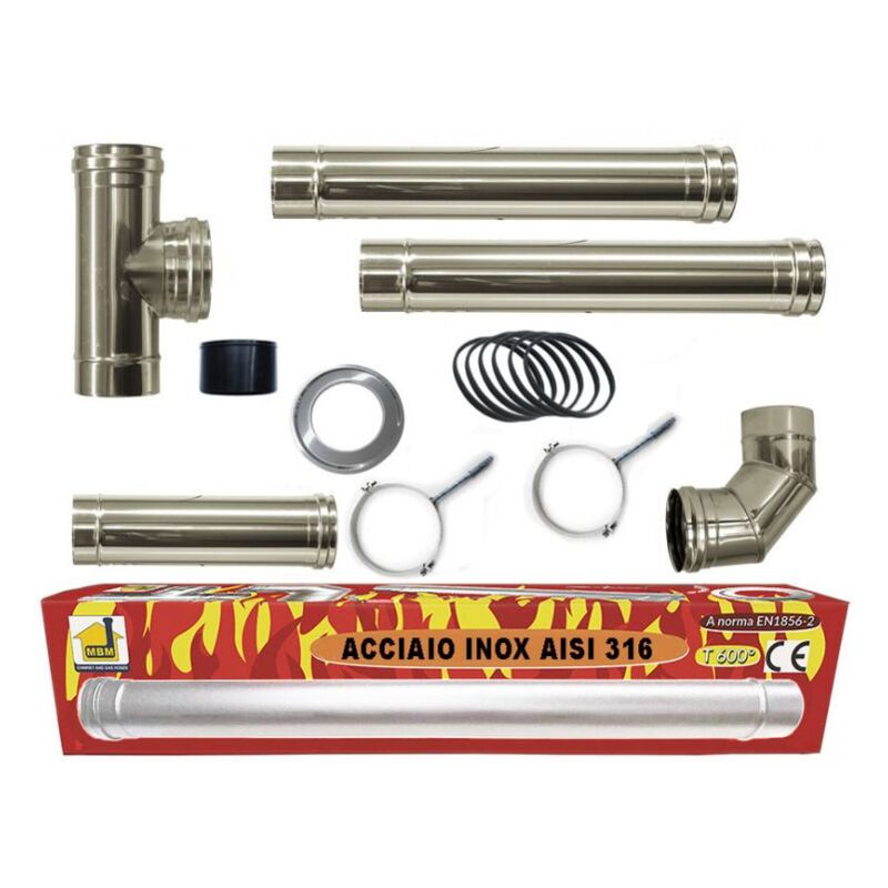 foto del prodotto kit inox tubi canna fumaria stufa pellet dn 80 tubo acciaio 316 no nero 600 ce made in italy uni 1856 2