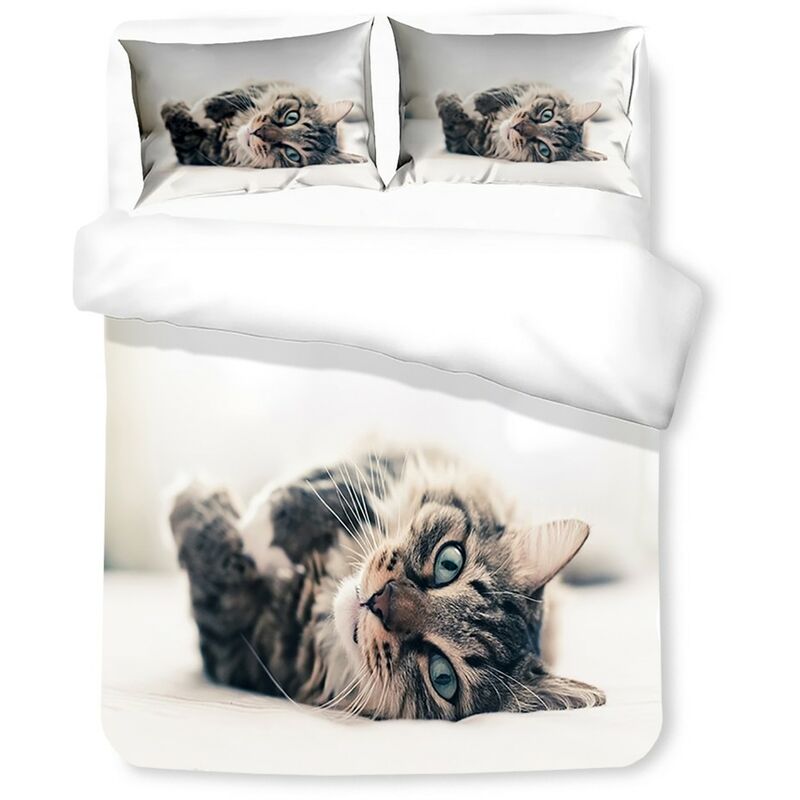 foto del prodotto tex family copripiumino rasatello hd fotografico gatto sdraiato felix cm. 155x200