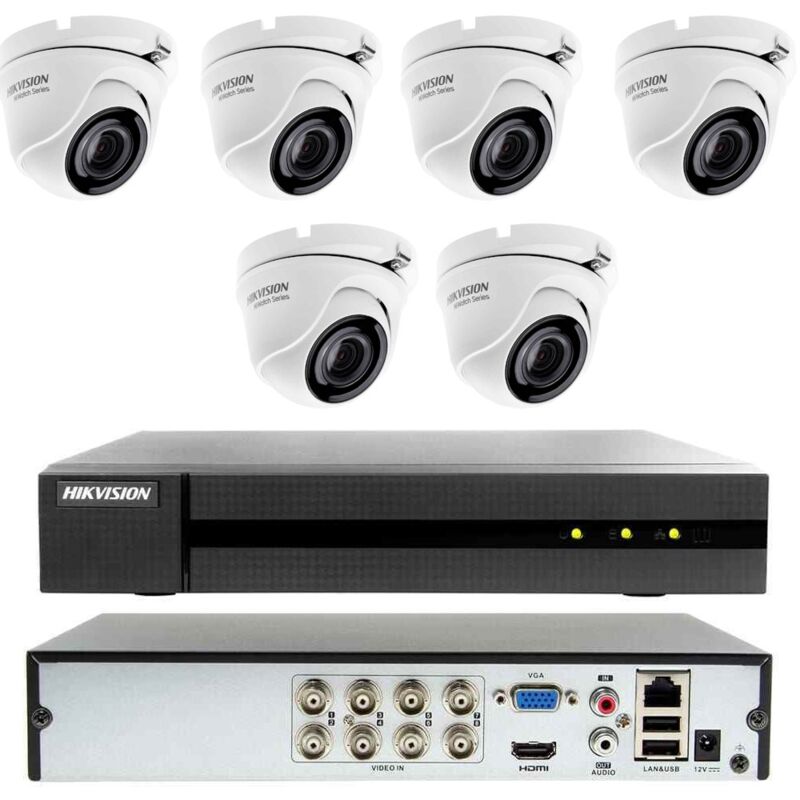 foto del prodotto kit videosorveglianza cloud dvr 8 canali 6 telecamere 4mp ahd hikvision 500 gb