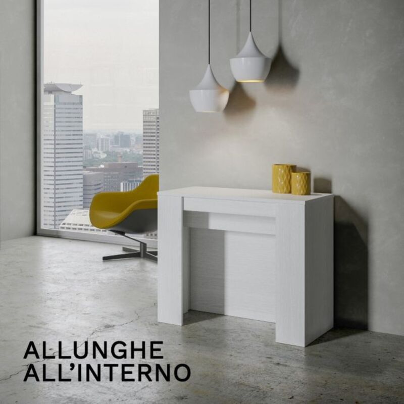 foto del prodotto tavolo consolle allungabile venus allungabile fino a 296 cm bianco frassino