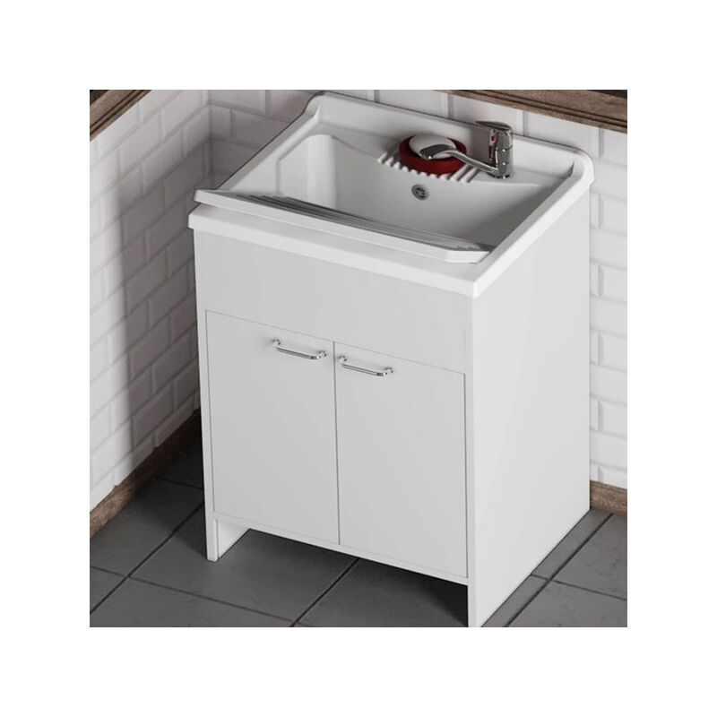 foto del prodotto kit mobile lavatoio in pvc antiacido, misure 60x50x85h