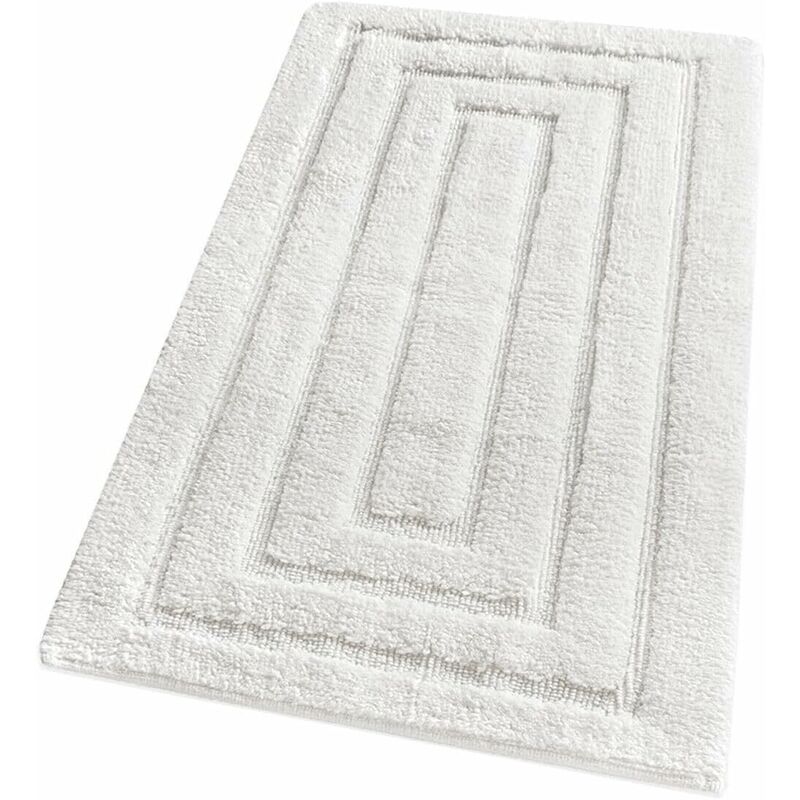 foto del prodotto tappeto bagno puro cotone elegante lussuoso morbido scendiletto antiscivolo 100 made in italy bianco 50x110 cm