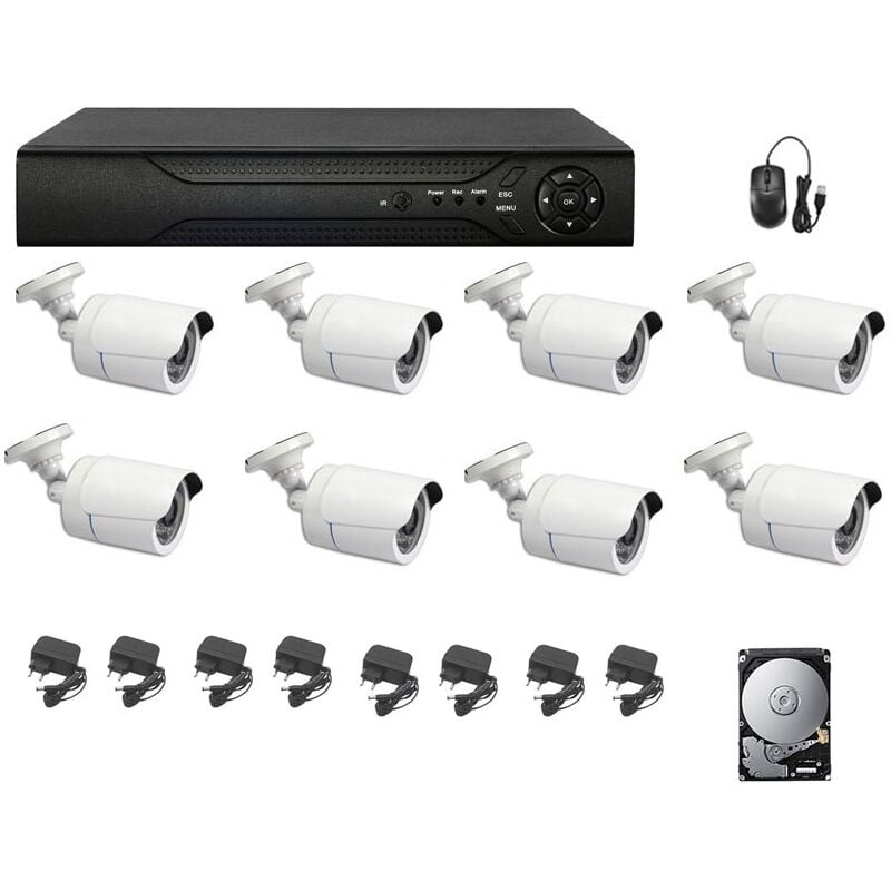 foto del prodotto kit telecamere dvr 8 canali 8 telecamere 5mp ahd hd 320 gb visione da remoto