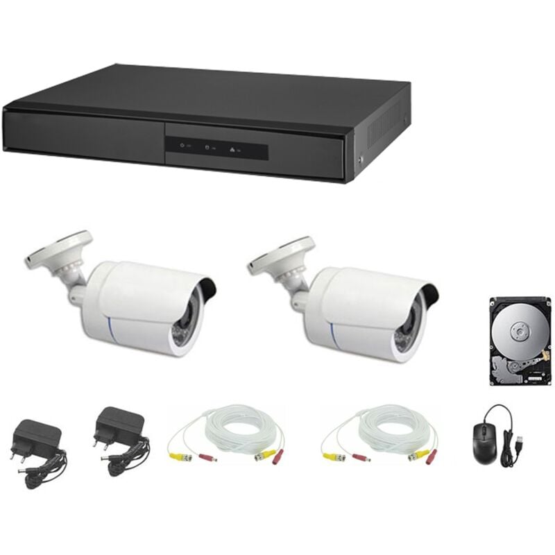 foto del prodotto kit telecamere ahd cloud dvr 4 canali 2 telecamere 5 mpx hd 500 gb cavi