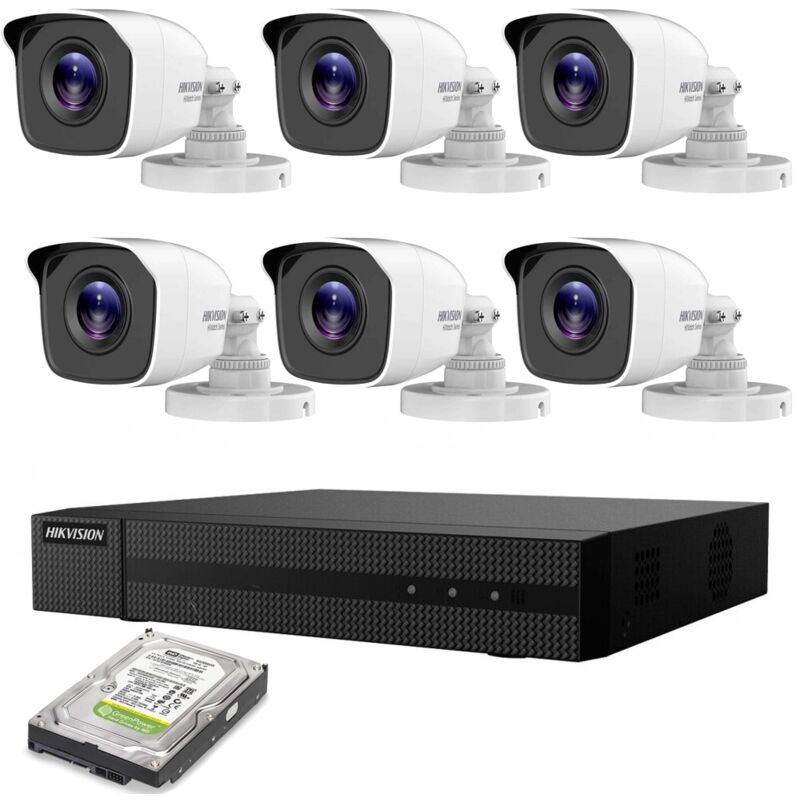 foto del prodotto kit videosorveglianza ip poe 2 mpx 6 telecamere hikvision hd 500gb