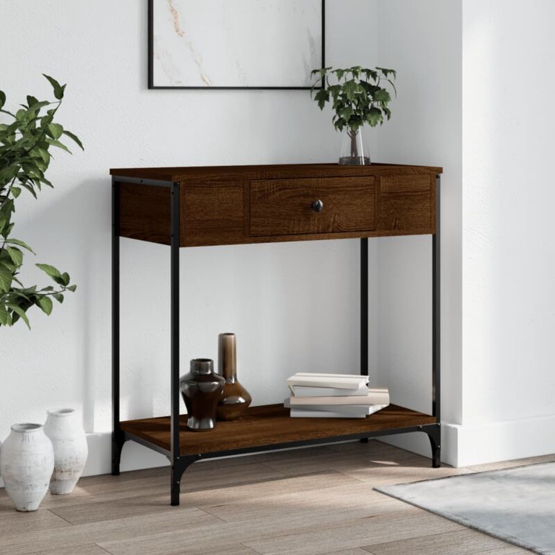 foto del prodotto tavolino consolle rovere marrone 75x34,5x75cm legno multistrato