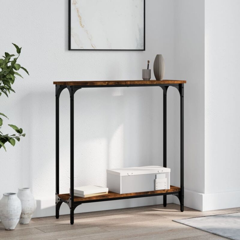 foto del prodotto tavolino consolle rovere fumo 75x22,5x75 cm legno multistrato
