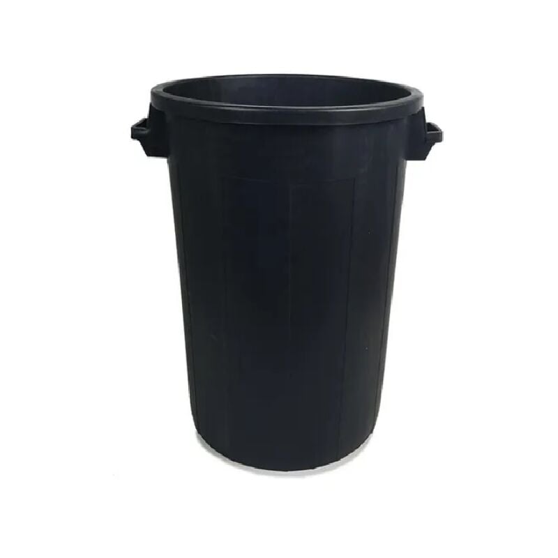 foto del prodotto bidone portarifiuti nero industriale 120 litri drums tamburo rifiuti pattumiera con manici giardino locali commerciali interno esterno