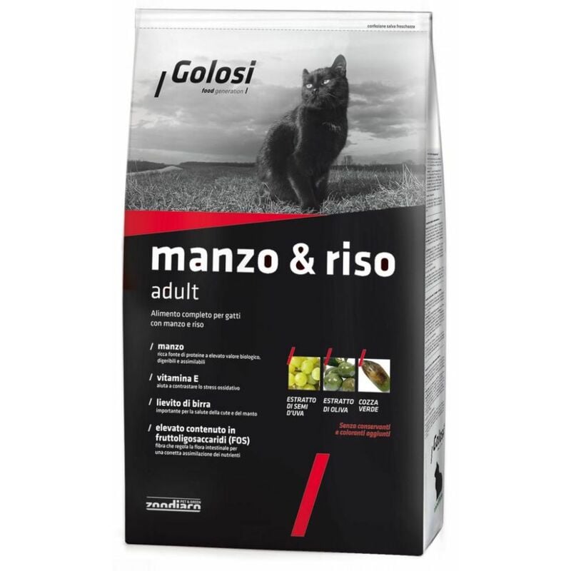foto del prodotto golosi gatto 1,5 kg manzo e riso adult