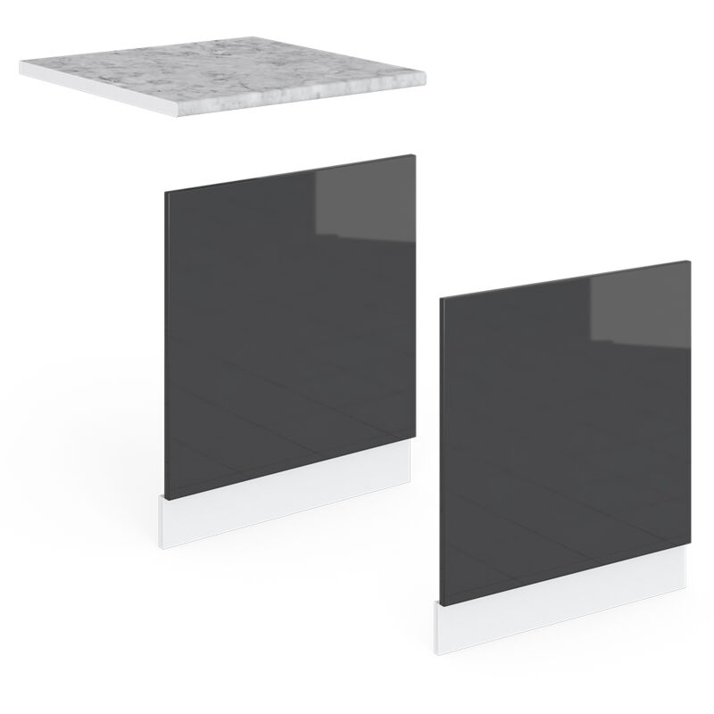 foto del prodotto pannello frontale r line, antracite lucido, 60 cm senza piano di lavoro vicco