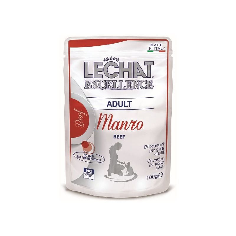 foto del prodotto lechat excellence bocconcini in busta 100gr adulto, manzo