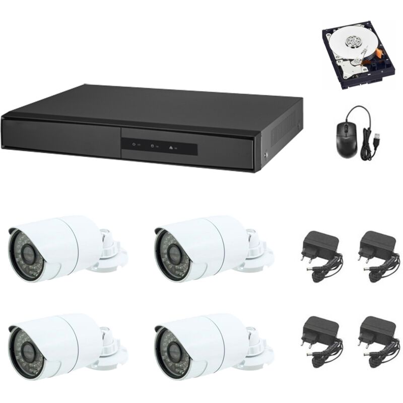 foto del prodotto kit videosorveglianza cloud dvr 4 canali 4 telecamere 5mp ahd hd 500 gb