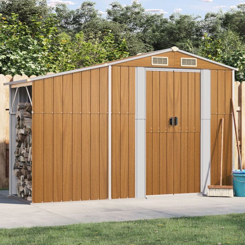 foto del prodotto vidaxl capanno da giardino marrone 277x93x179 cm in acciaio zincato