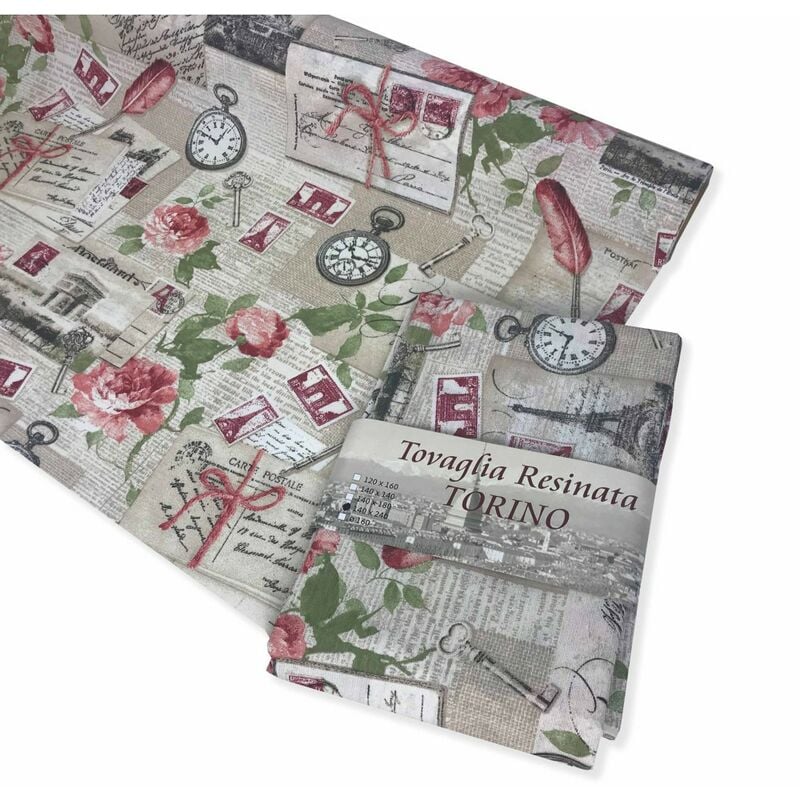 foto del prodotto tex family tovaglia antimacchia resinata torino shabby rosa cm. 140x140 x4 persone