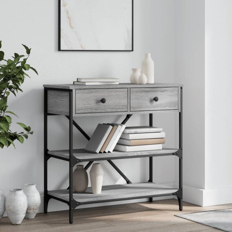 foto del prodotto tavolino consolle grigio sonoma 75x34,5x75cm legno multistrato
