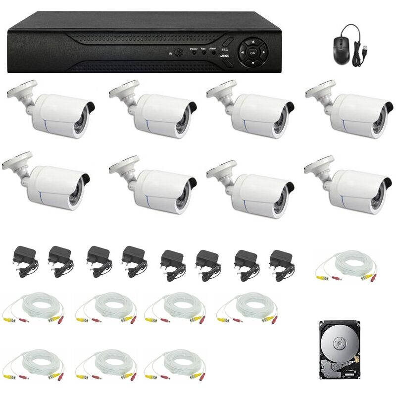 foto del prodotto kit videosorveglianza 8 telecamere 5 mpx dvr 16 ch cavi 20 mt hd 500gb