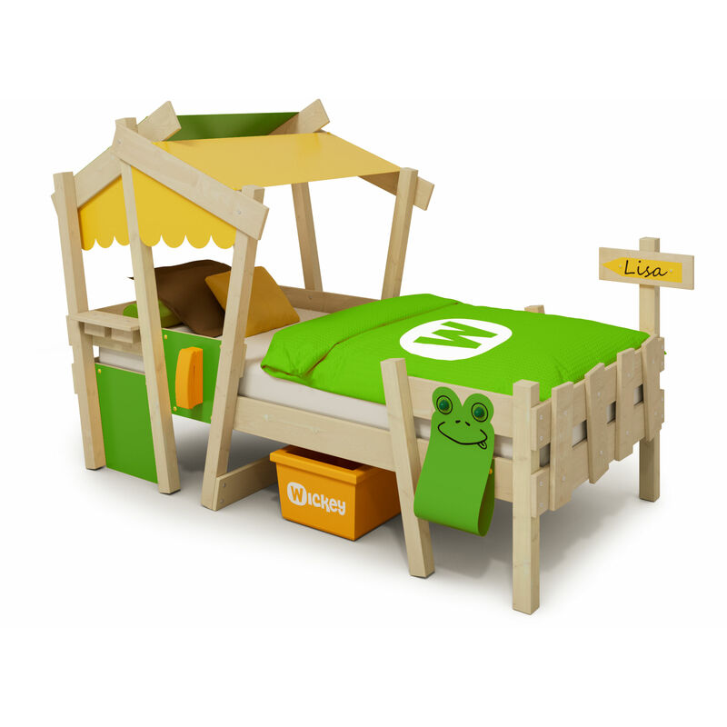 foto del prodotto wickey letti per bambini, culla crazy candy teleone 90 x 200 cm giallo verde mela