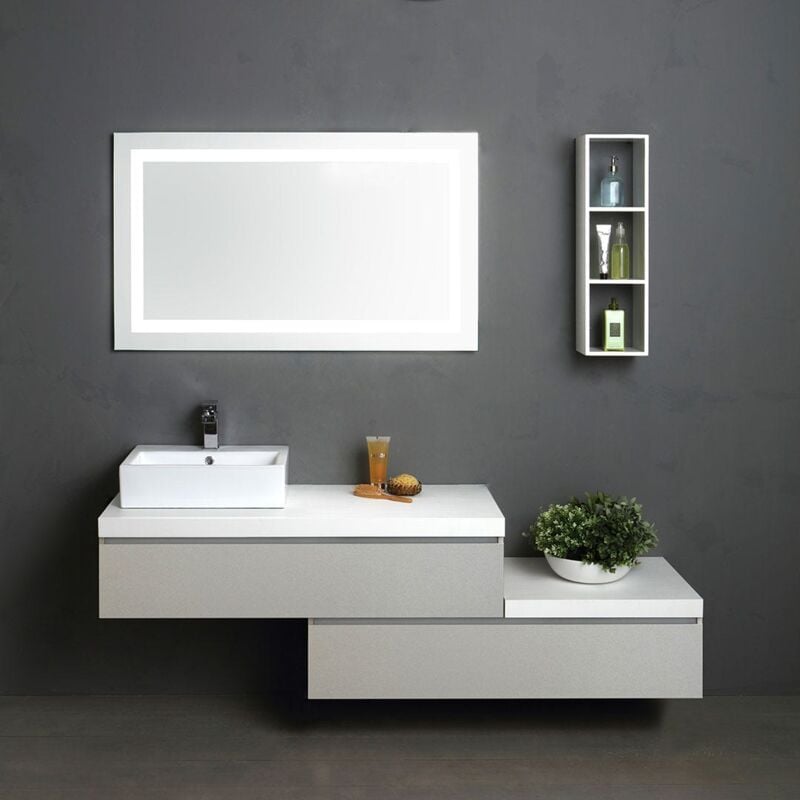 foto del prodotto kiamami valentina mobile bagno 180cm 2 cassetti grigio perla e top bianco valentina