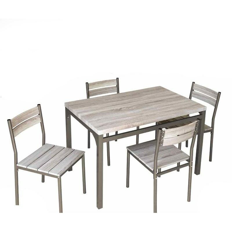 foto del prodotto set tavolo piano vetro con 4 sedie cucina soggiorno