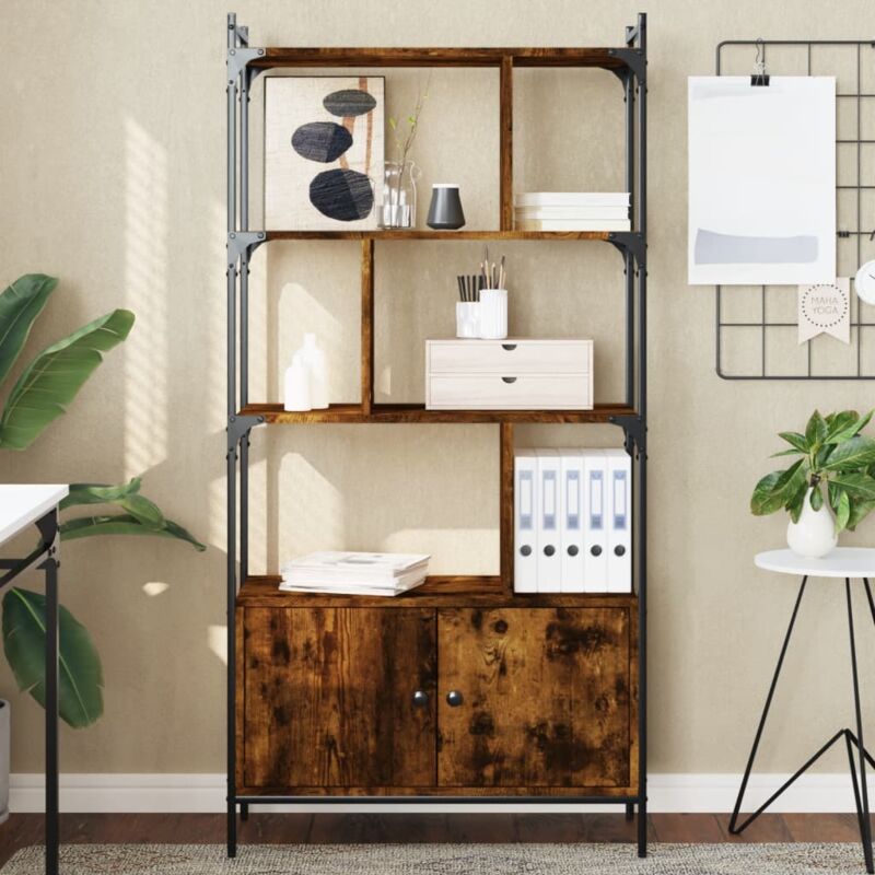foto del prodotto vidaxl libreria con ante rovere fumo 76,5x30x154,5cm legno multistrato