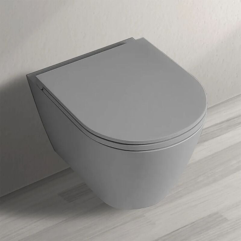 foto del prodotto water sospeso rimfree serie feeling in ceramica con finitura grigio opaco