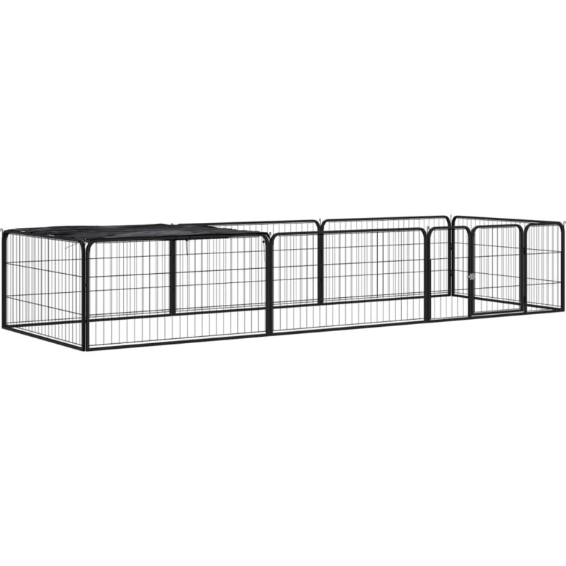 foto del prodotto vidaxl box cani 8 pannelli nero 100x50 cm acciaio verniciato polvere