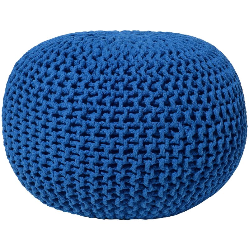 foto del prodotto pouf poggiapiedi tondo in tessuto blu da salotto 50 x 35 cm conrad