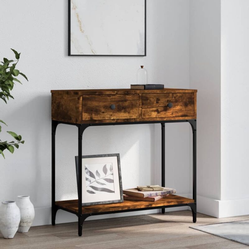 foto del prodotto tavolino consolle rovere fumo 75x34,5x75cm legno multistrato
