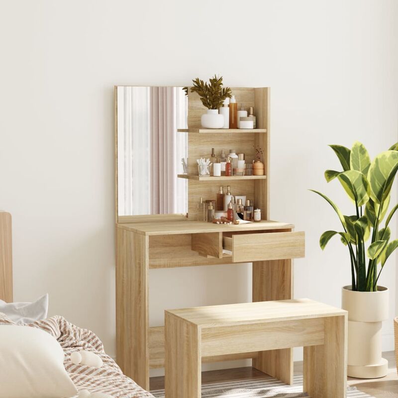 foto del prodotto furniture limited toeletta con specchio rovere sonoma