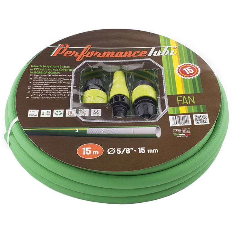 foto del prodotto kit tubo irrigazione giardinaggio giardino 5 8 15 metri lancia e raccordi